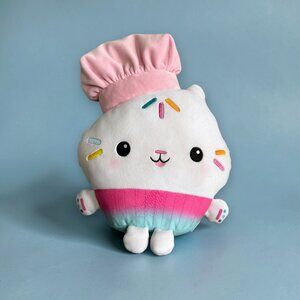 Gabby's Dollhouse Huggable Cakey Cat Plush 12" Medium White Pink Stuffed Animal